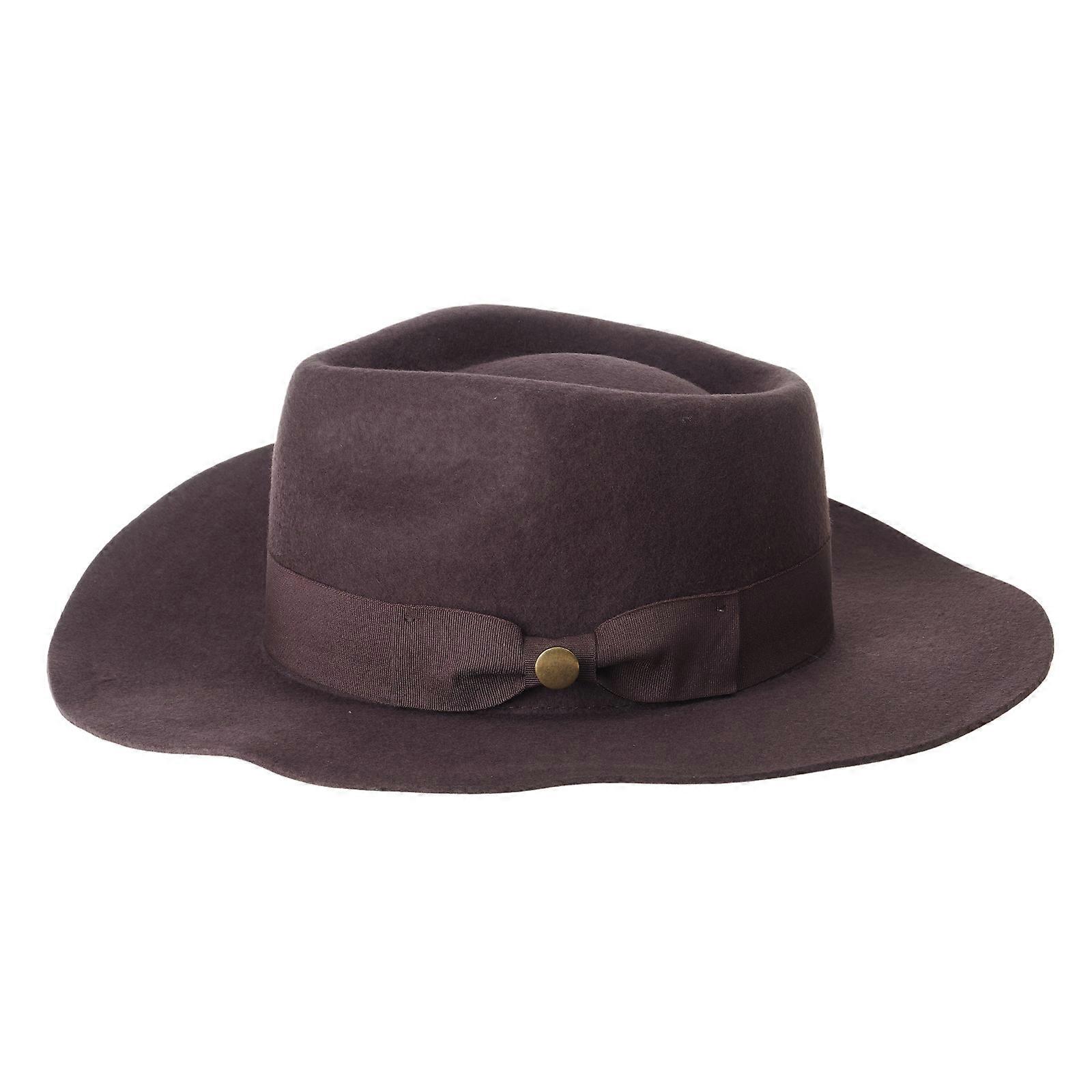 Chapeau Panama Homburg En Laine Unisexe – Style Vintage, Bords Incurvés, Ceinture En Ruban - 5