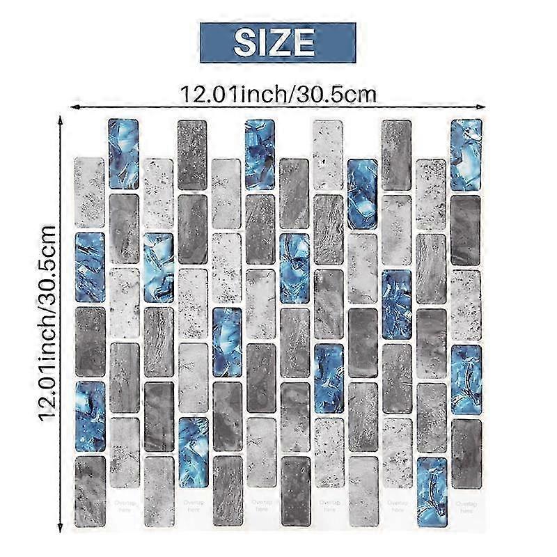 Waterproof Self-Adhesive 3D Brick Effect Wall Panel for Kitchen Backsplash Decor - Blue Tile Design