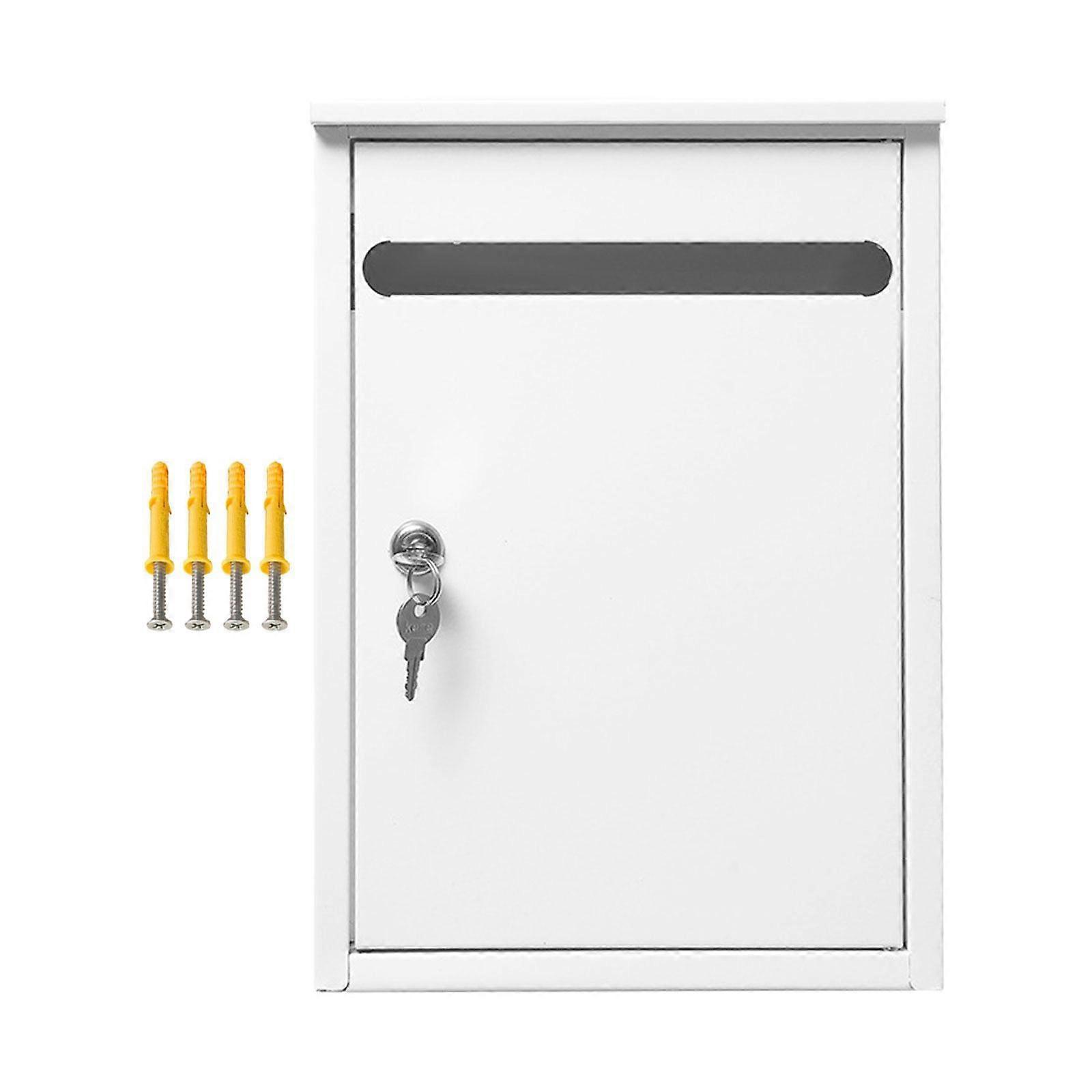 Wall Mount Locking Mailbox Metal Postbox Anti Ruse Entryway Gate Townhouse Rust