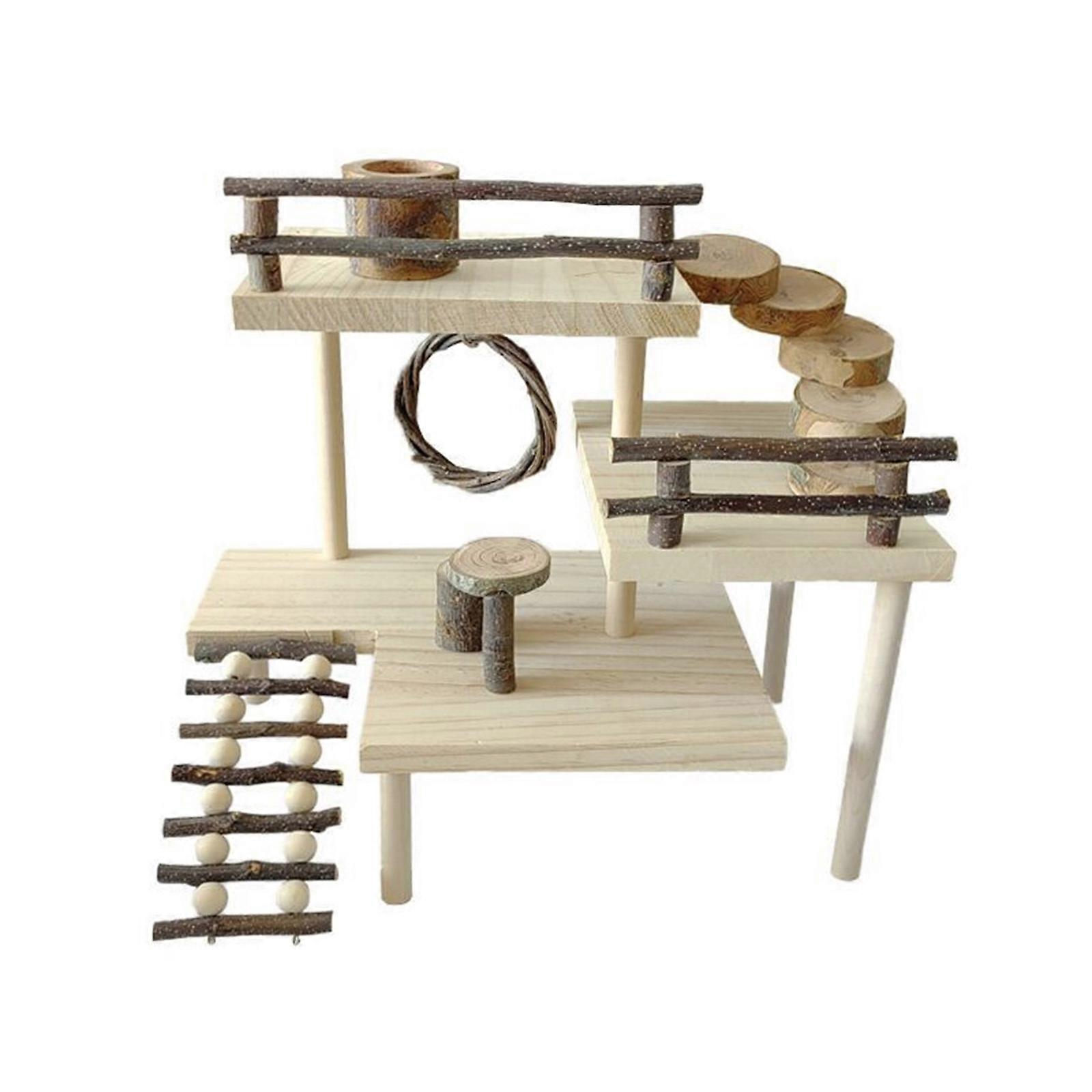 Hamster Platform Training Rabbit Toy 3 Tiers Resting Playground for Hamster Guinea Pigs, Gerbils Molar Toy Platform