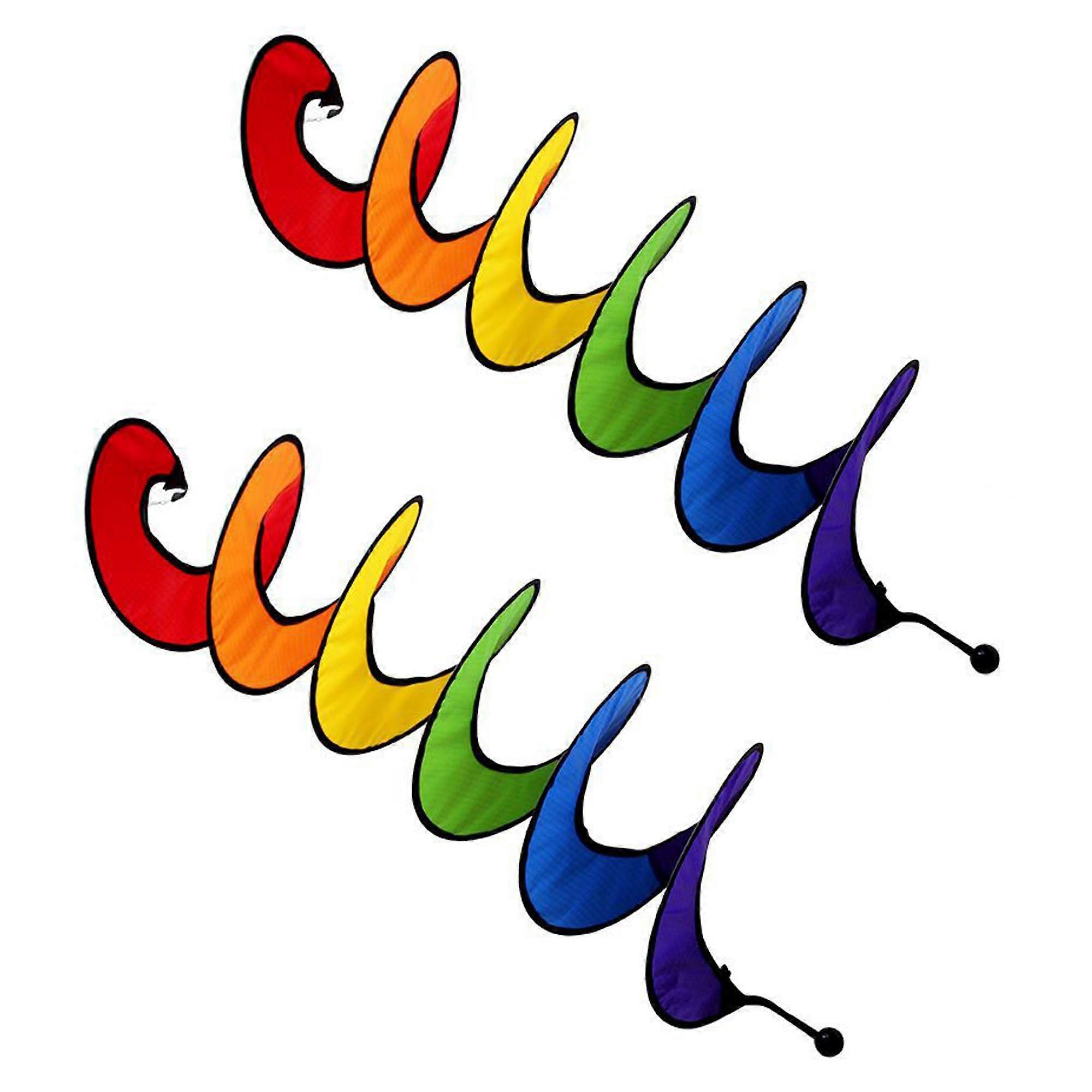 Pack of 2 Spiral Windmill Outdoor Wind Vane Rainbow Weatherproof