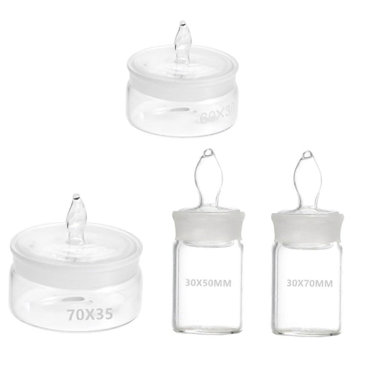 Laboratory Glass Sealing Bottle Set 4pcs Low Weighing Sturdy Glass Material With Precision Measurement Features