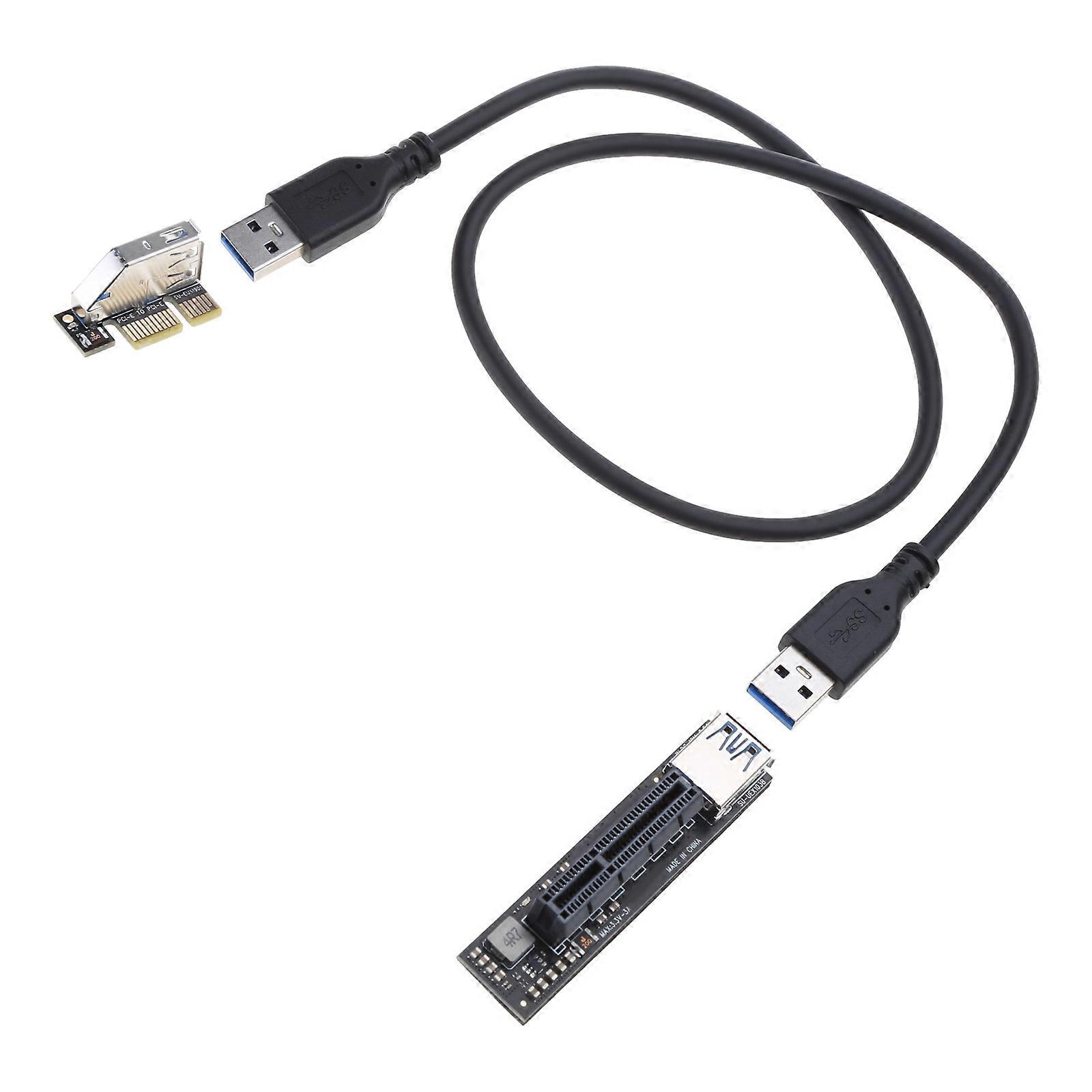 PCI E Graphics Card Extension Cable Adapter Usb3.0 Adapter Card PCI-E 1X to 4X Extender Adapter with Cable Black
