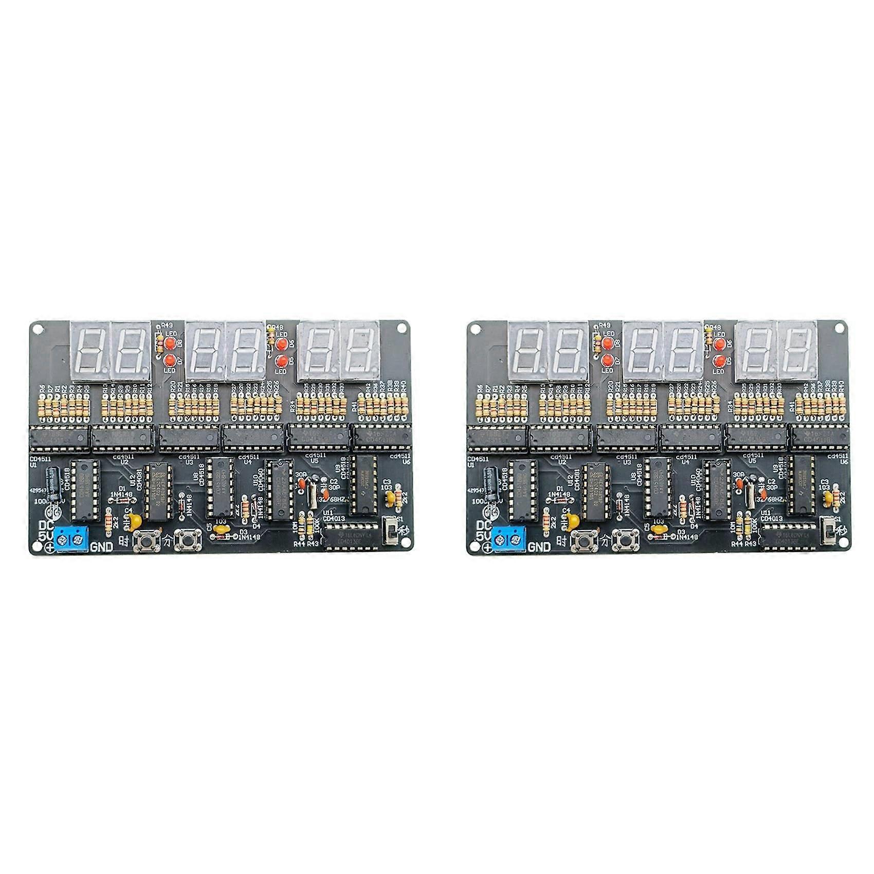2X DC 4.5 V5.5 V 6Bit digital circuit clock kit, electronic clock, teaching and training, welding, production, DIY parts