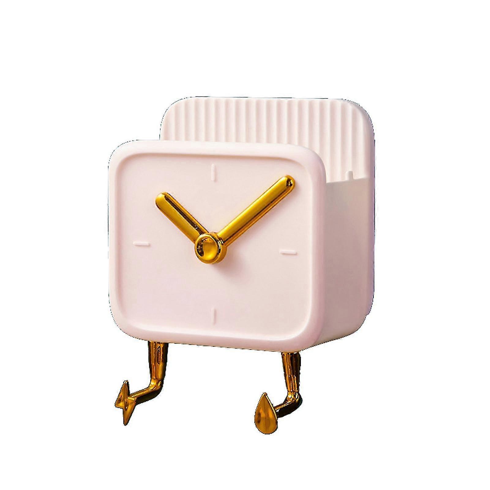 Wall mounted storage box pp clock shaped multifunctional container with hooks for dormitory bedside  p