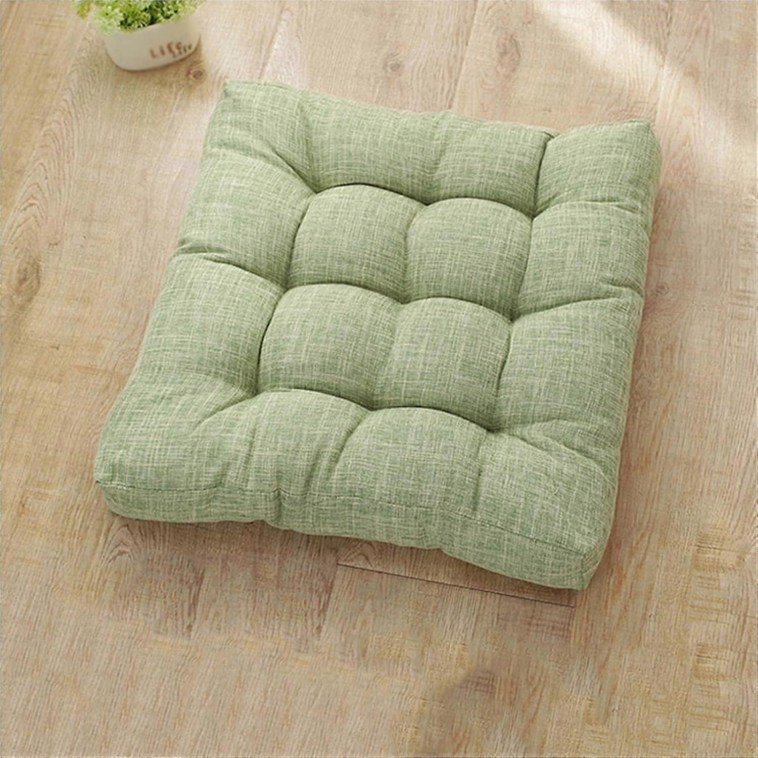 Chair Cushions for Dining Chairs, 21x21x3inch Thick Soft Non Slip Seat Cushions Linen Washable Reversible Square (Color : Green)