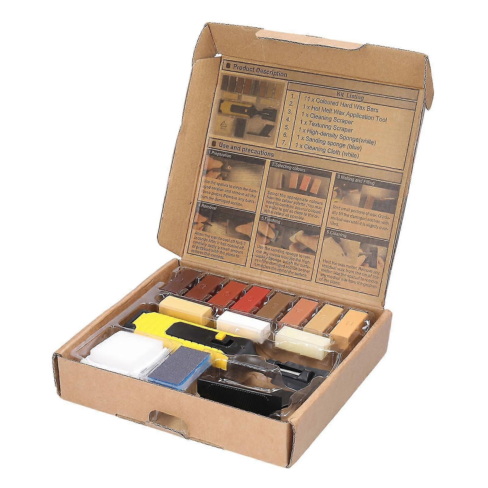 Laminate Floor Scratch & Chip Repair Kit with Wax-Based Filler for Carpenters, Home DIY Flooring Care