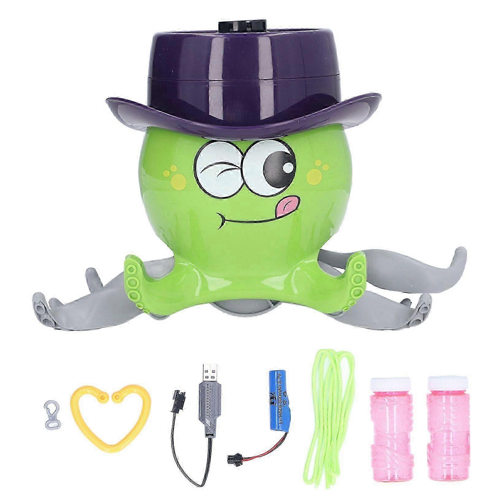 Bubble Machine Rechargeable Creativity Octopus Shape Automatic Bubble Blower Maker for 3+ Years Old(Green )