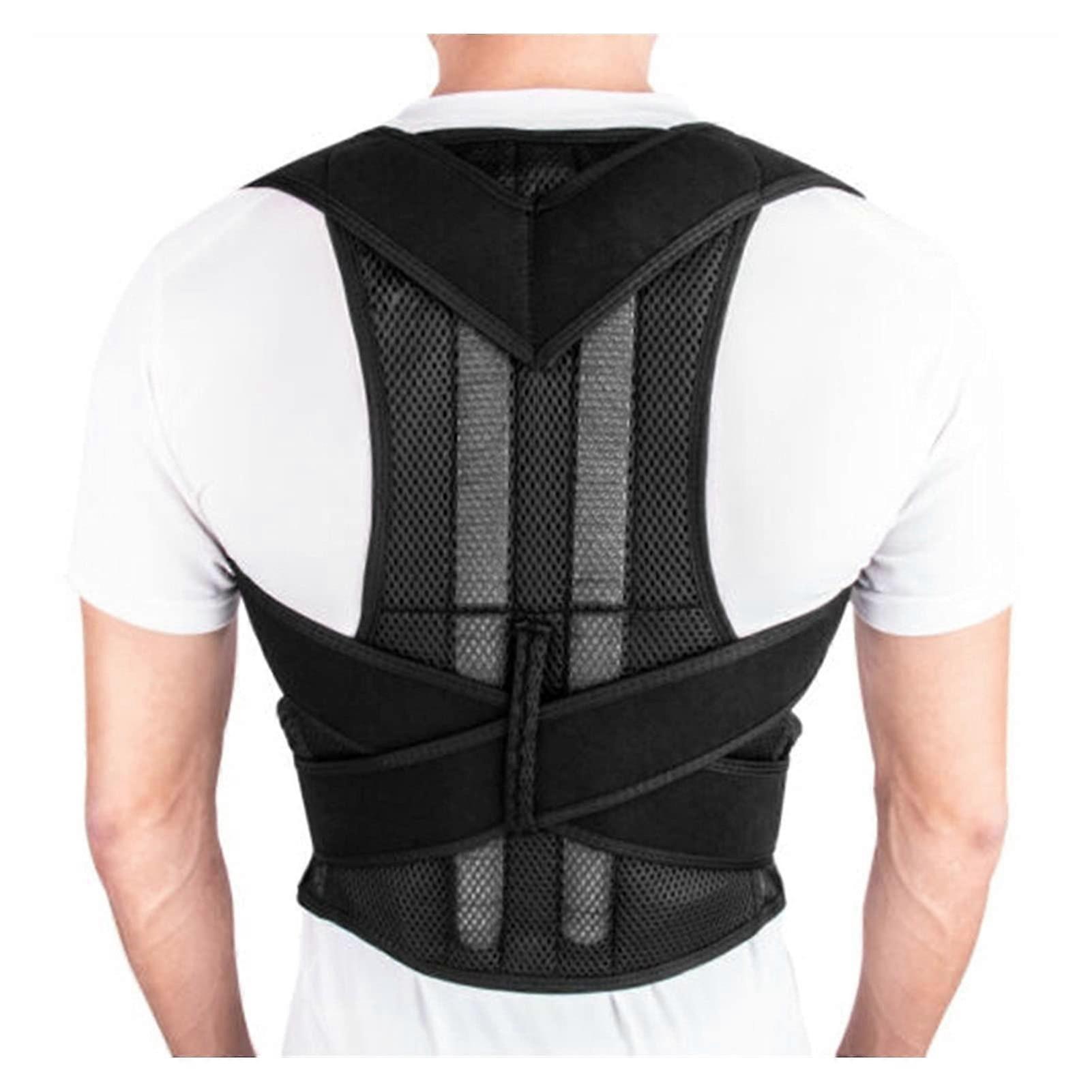 Posture Corrector Shoulder Back Support Fully Adjustable Breathable Fabric Neck And Lumbar Support Black X-Large