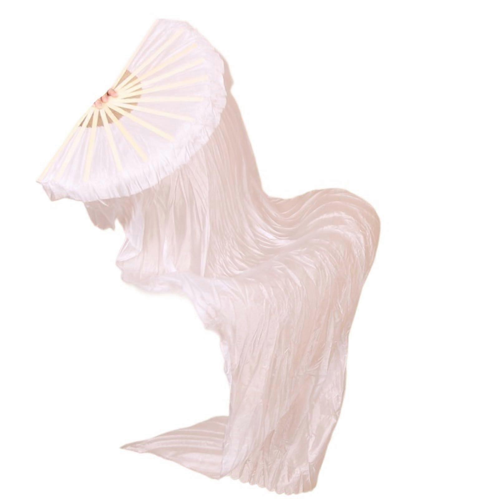 Length Belly Dancing Fan Gradient Color Dancer Practice Imitation Silk Long Fans Dance Performance Props White(150x90cm1pc Right) Ref: 5304