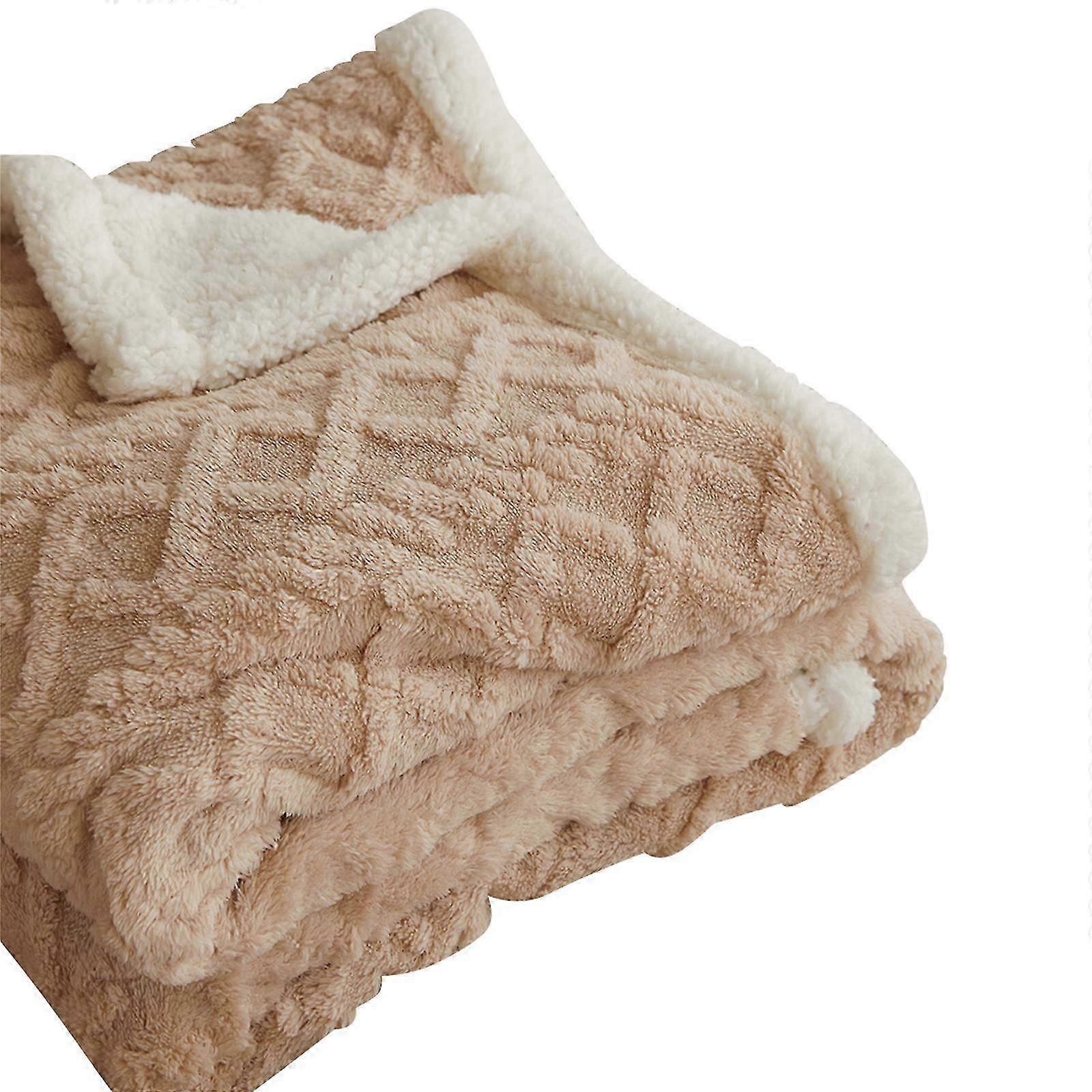 2025 Khaki Lamm Fleecedecke - Perfekt für Sofa und Bett