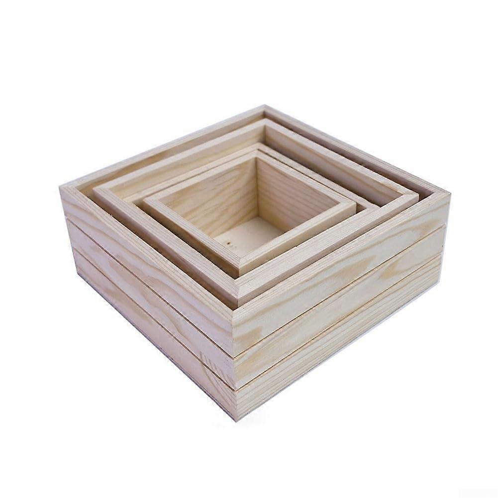 Rustic Wooden Box with Four Trays for Organizing Succulents and Small Pots, Decorative Plant Storage Solution