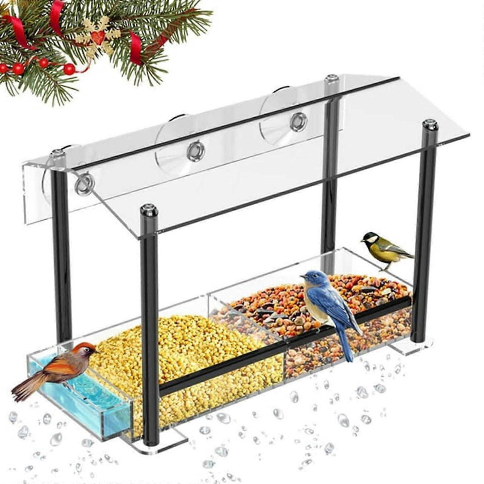 Transparent Window Bird Feeder for Wild Birds, Bird Feeder Window Bird Feeder with Strong Suction Cups, 30 x 20 x 15 cm Bird House for Outdoors
