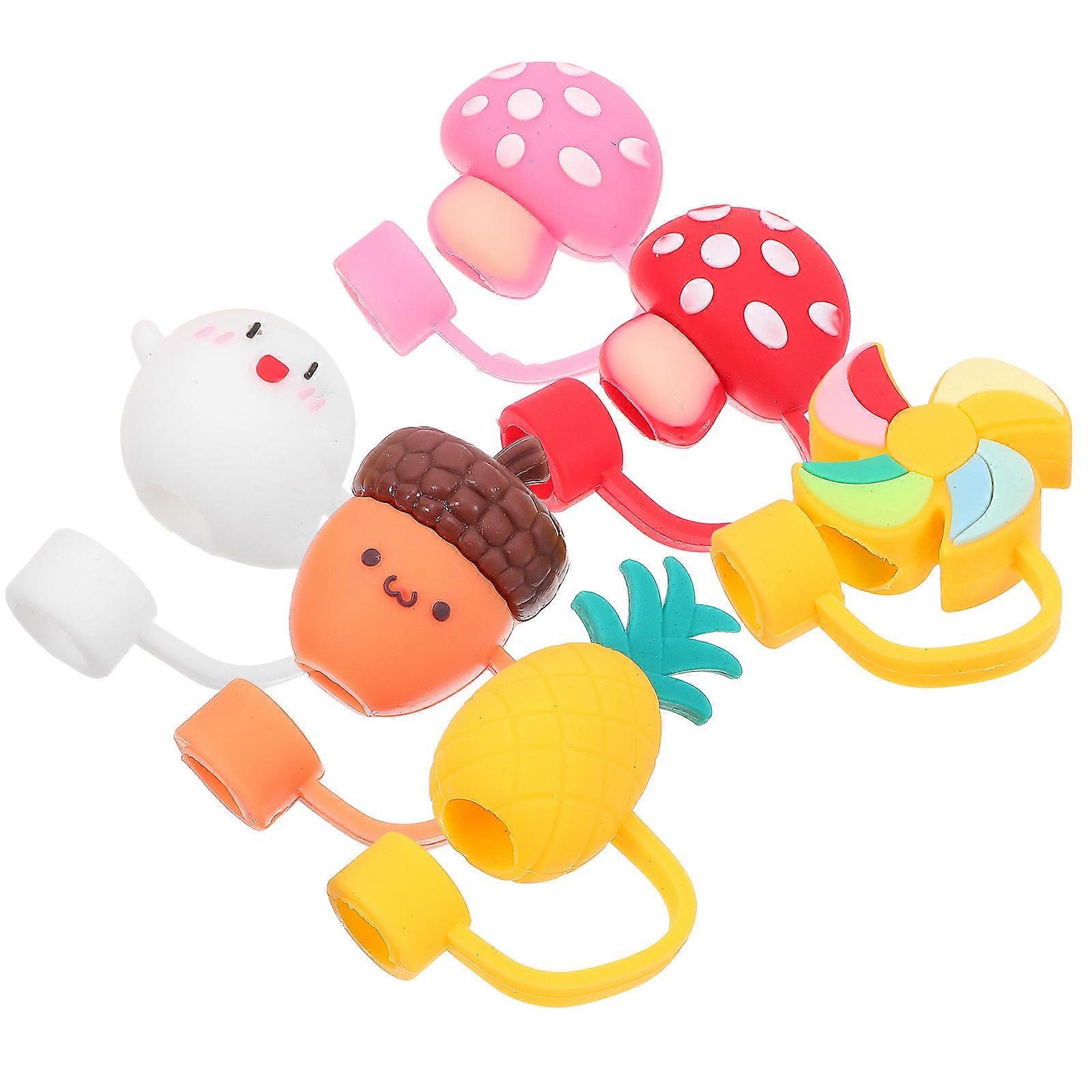 Dustproof Protective Sealing Straw Covers Reusable Silicone For Drinking Straws Daily Use 6Pcs