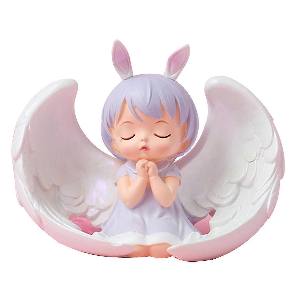 Adorable Praying Angel Doll Cake Ornament Small Figurine for Birthday Party Decoration Car Home Display