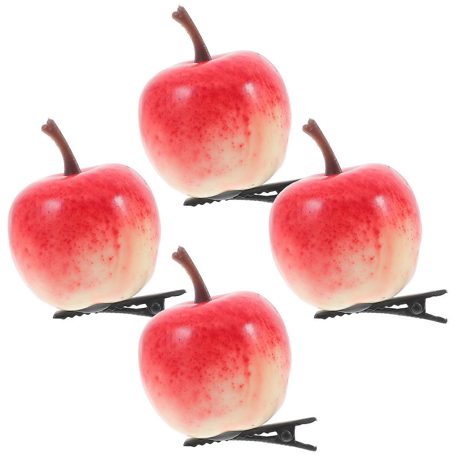 Cute 4PCS Simulated Apple Hair Clips for Women – Realistic Fruit Hair Accessories for Parties, Festivals & Everyday Use – Fun & Versatile Hairpins to