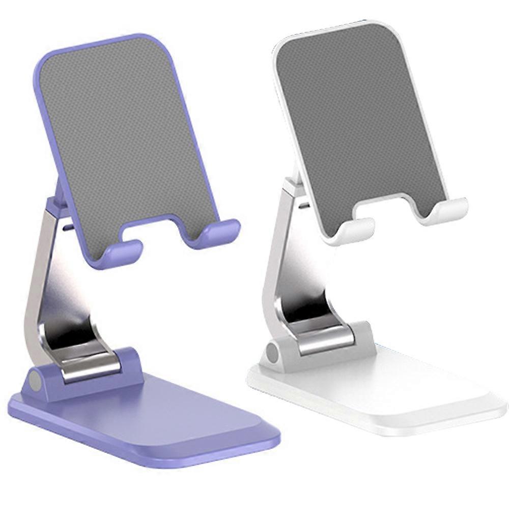 Compact Desktop Phone Holder Foldable Stand For E-reader Watching Videos Round Base ABS 2Pcs