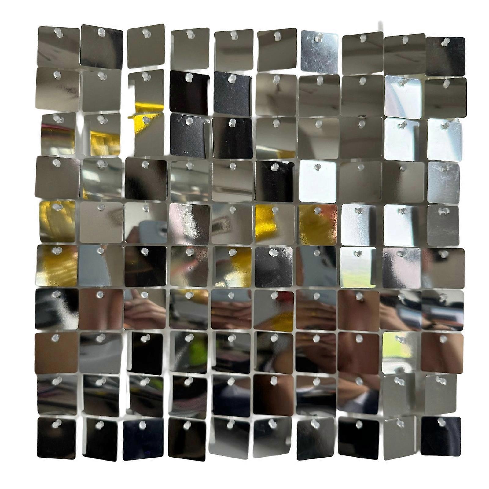 Glittering Windproof Panels Dynamic Flakes For Stage Backdrop Birthday Party Wall Decoration Sparkling Light Reflection Silver