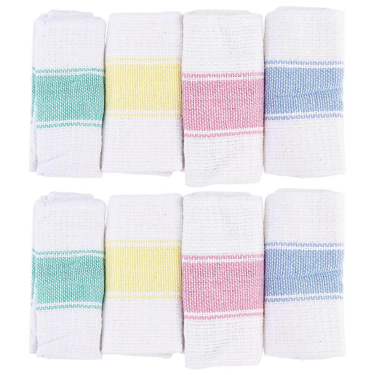 مناشف تنظيف المطبخ تصميم عملي أقمشة أطباق قطنية متنوعة اللون 35x35x0.2 سم ماصة للماء 8 قطع