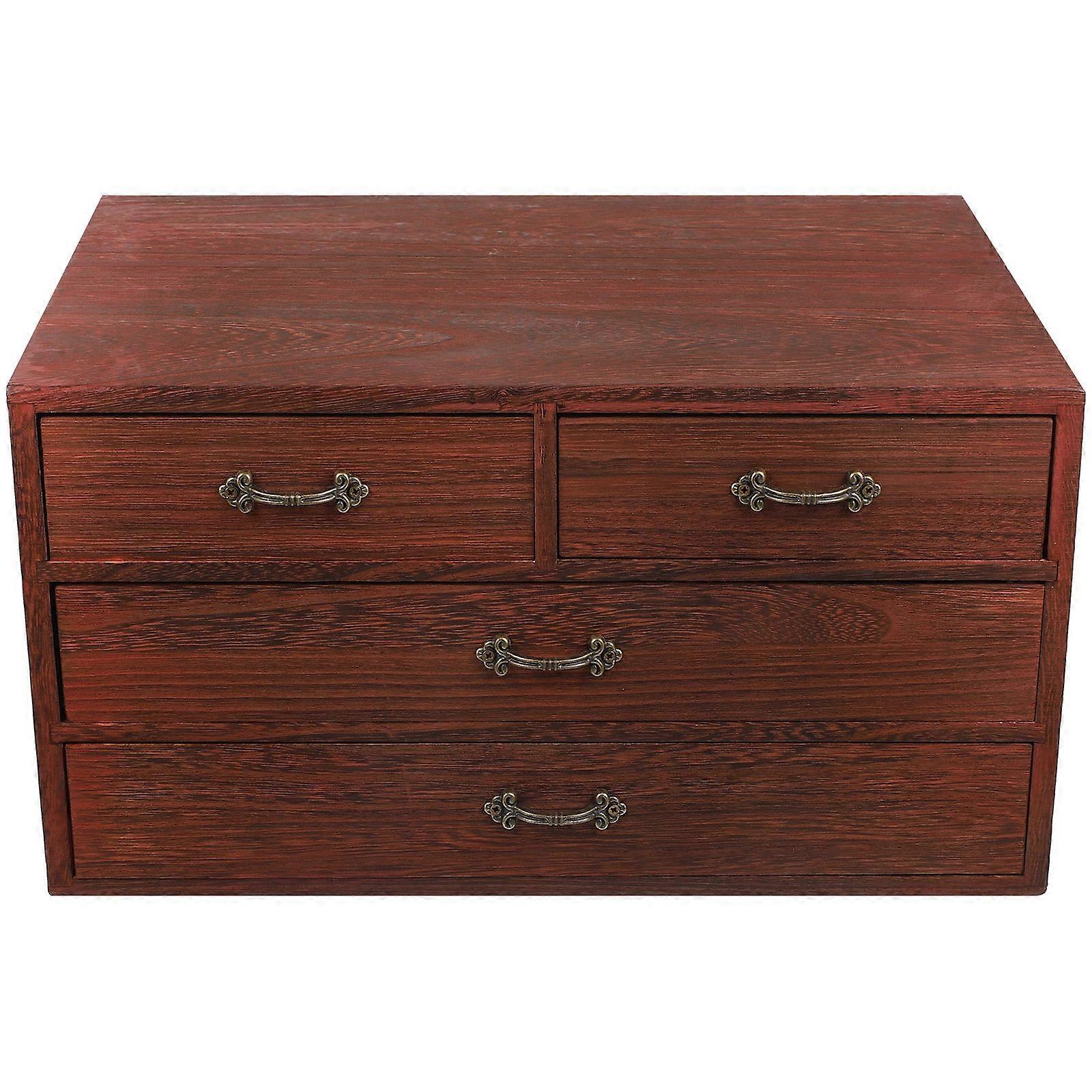 Multipurpose Desktop Storage Box for Sundries Tea and Small Items Brown Synthetic Material