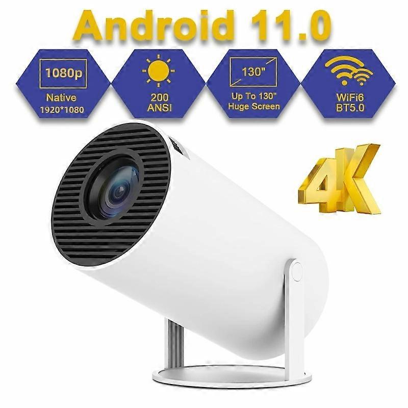 Proiettore 4k Android 11 Dual Wifi6 200 Bt5.0 1080p 1280*720p Bianco