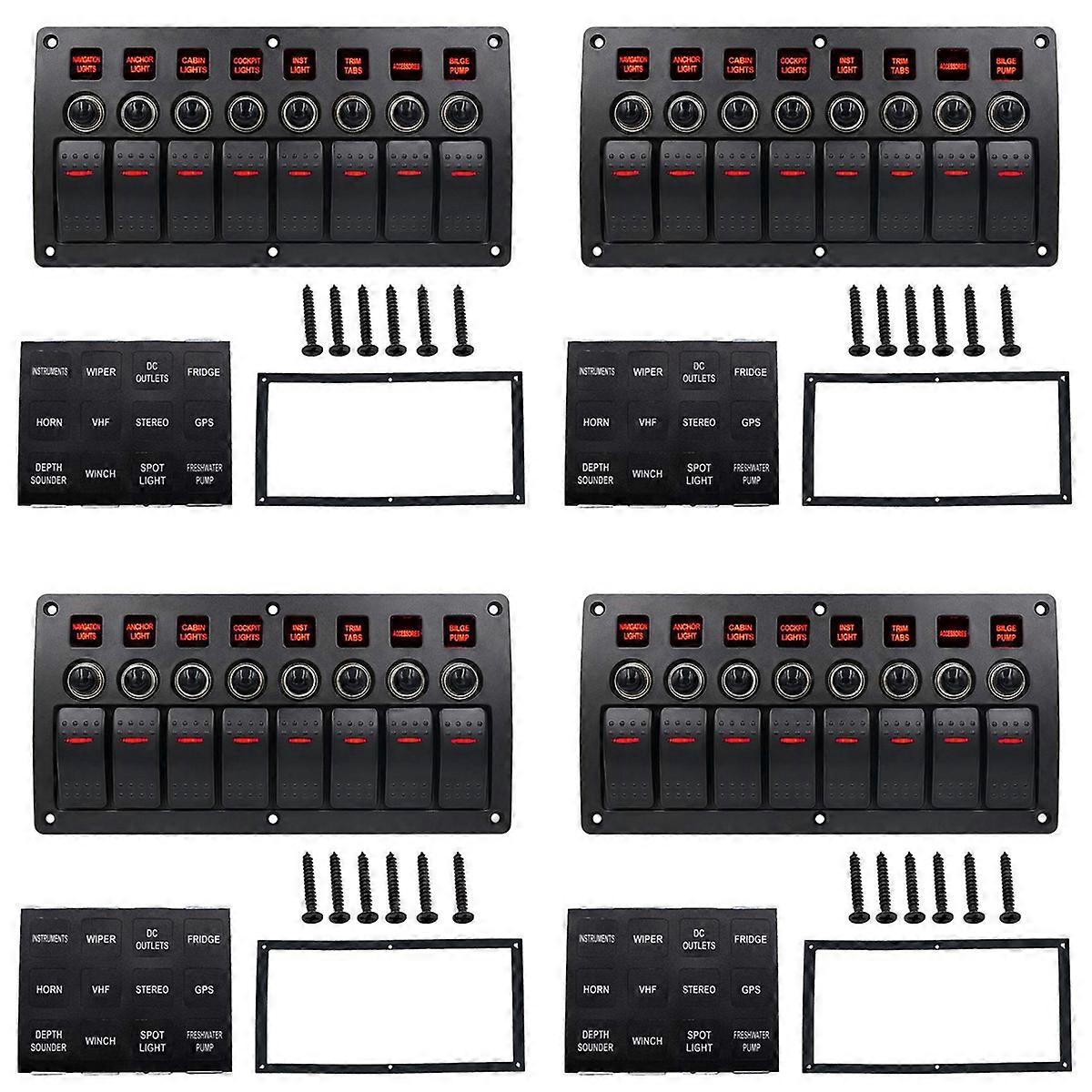 Boat Car Marine Rocker Switch Panel 8 Gang 3PIN & Circuit Breaker