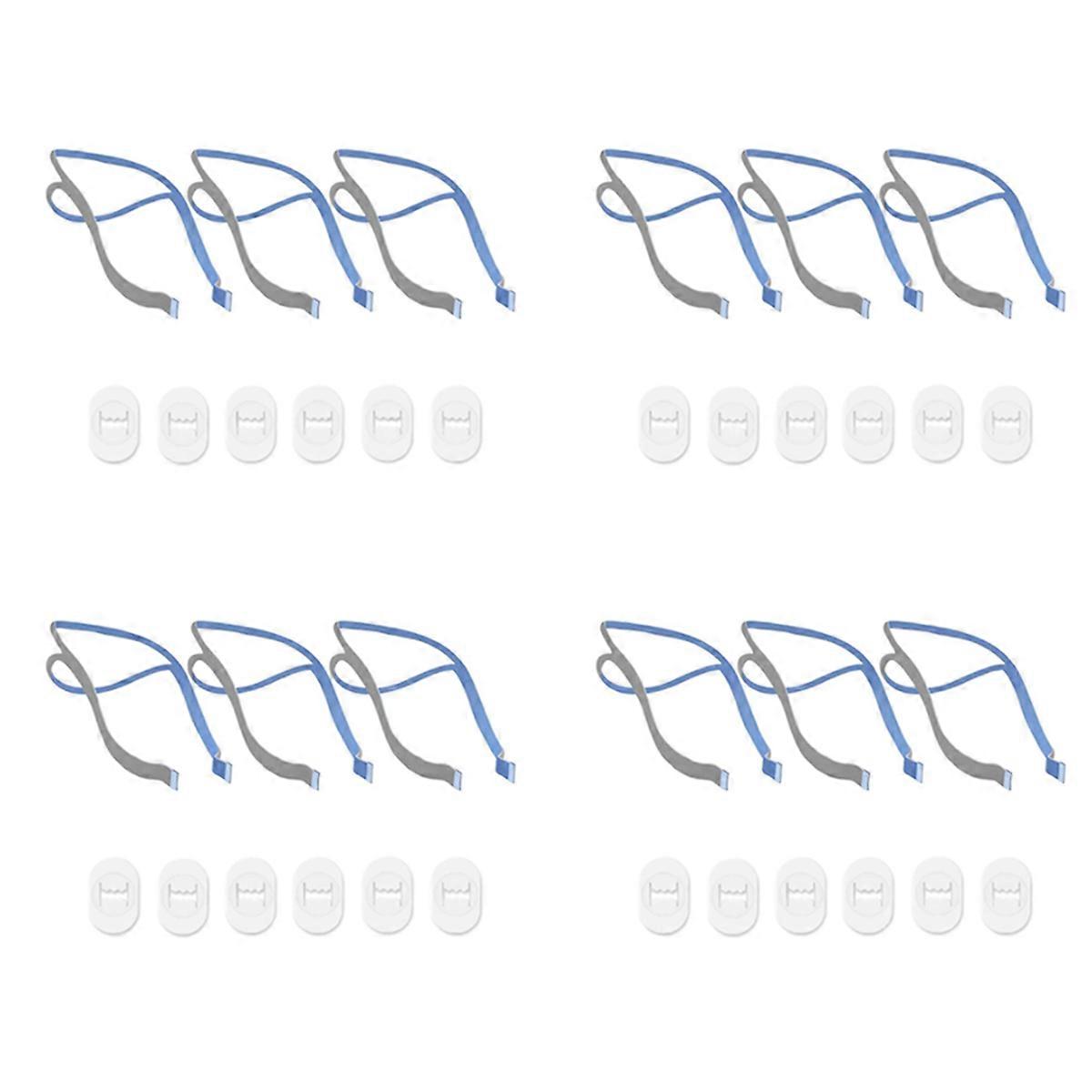 12PCS Replacement Headgear for P10 Nasal Pillow CPAP Mask Straps with 6 Adjustment Clips