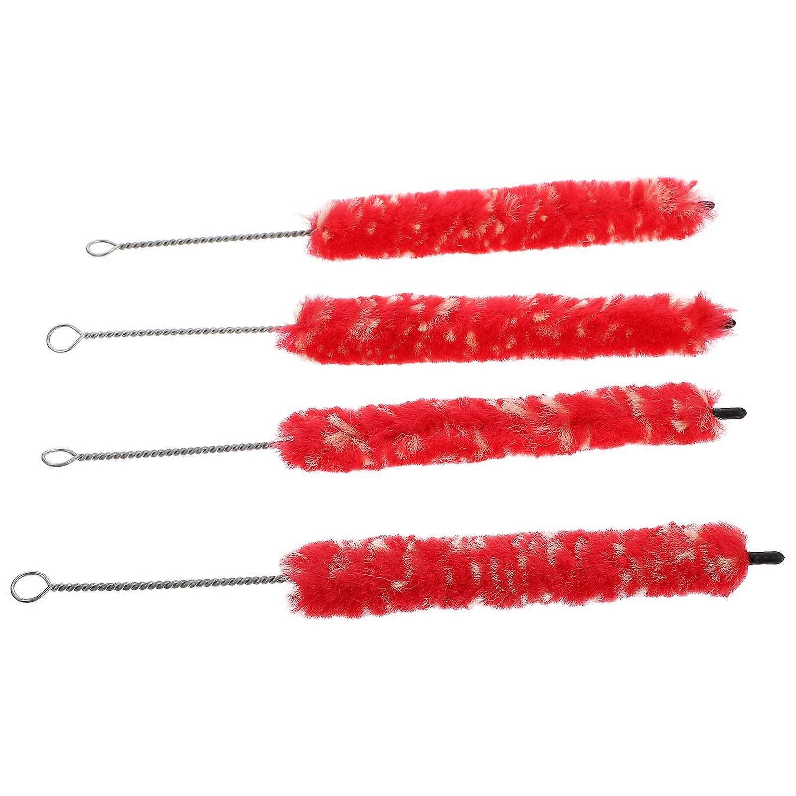 Clarinet Cleaning Brush Made of Durable Plush for Wind Instrument Maintenance with Convenient Ring for Storage Red