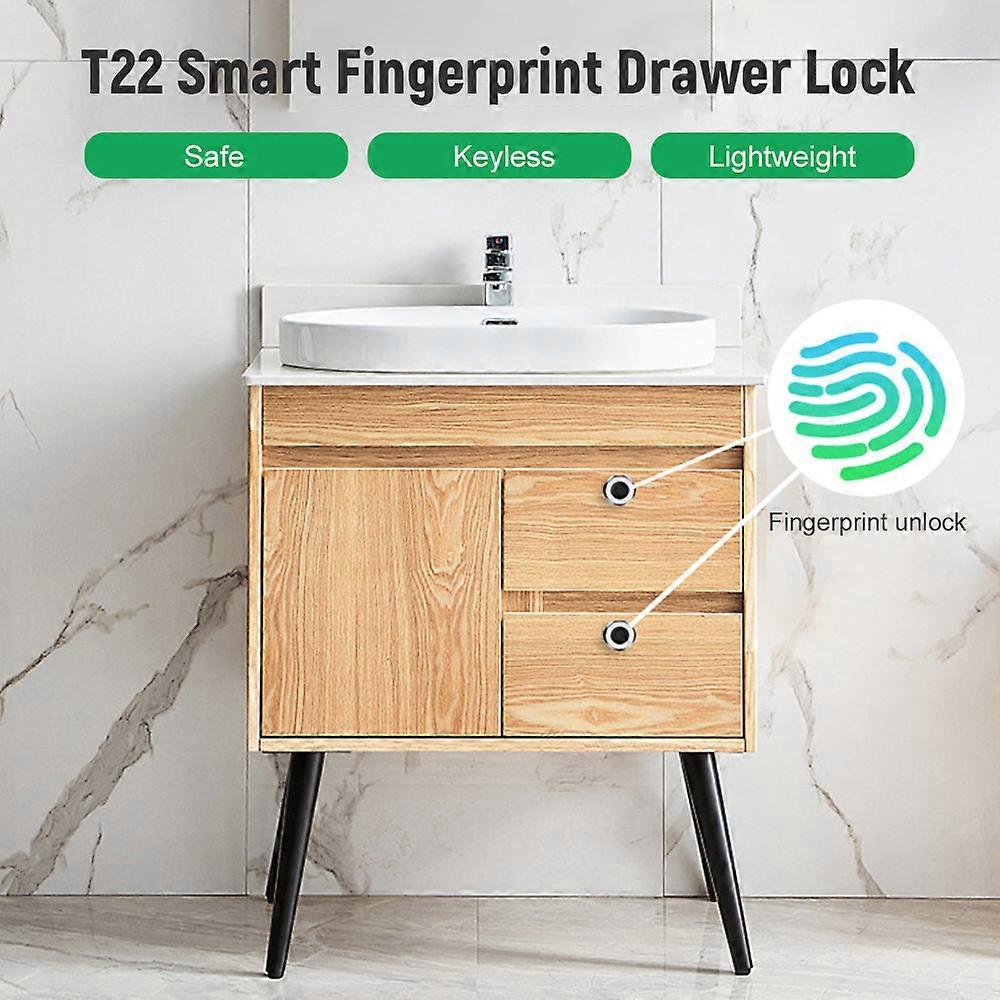 T22 Smart Fingerprint Lock Electronic Drawer Lock Keyless Biometric Cabinet Lock USB Rechargeable Lock for Home Office
