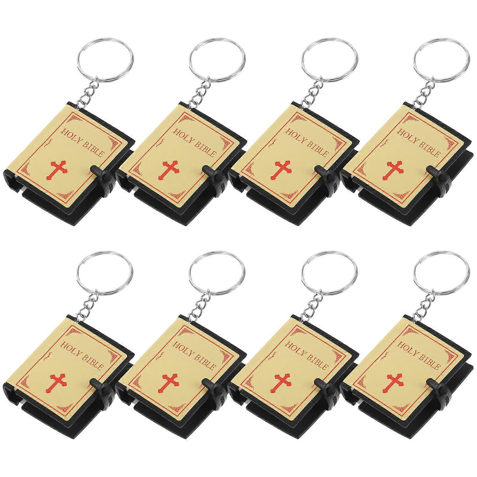Beautiful Keychain Bible Book Pendant Key Organizer Communion 8Pcs