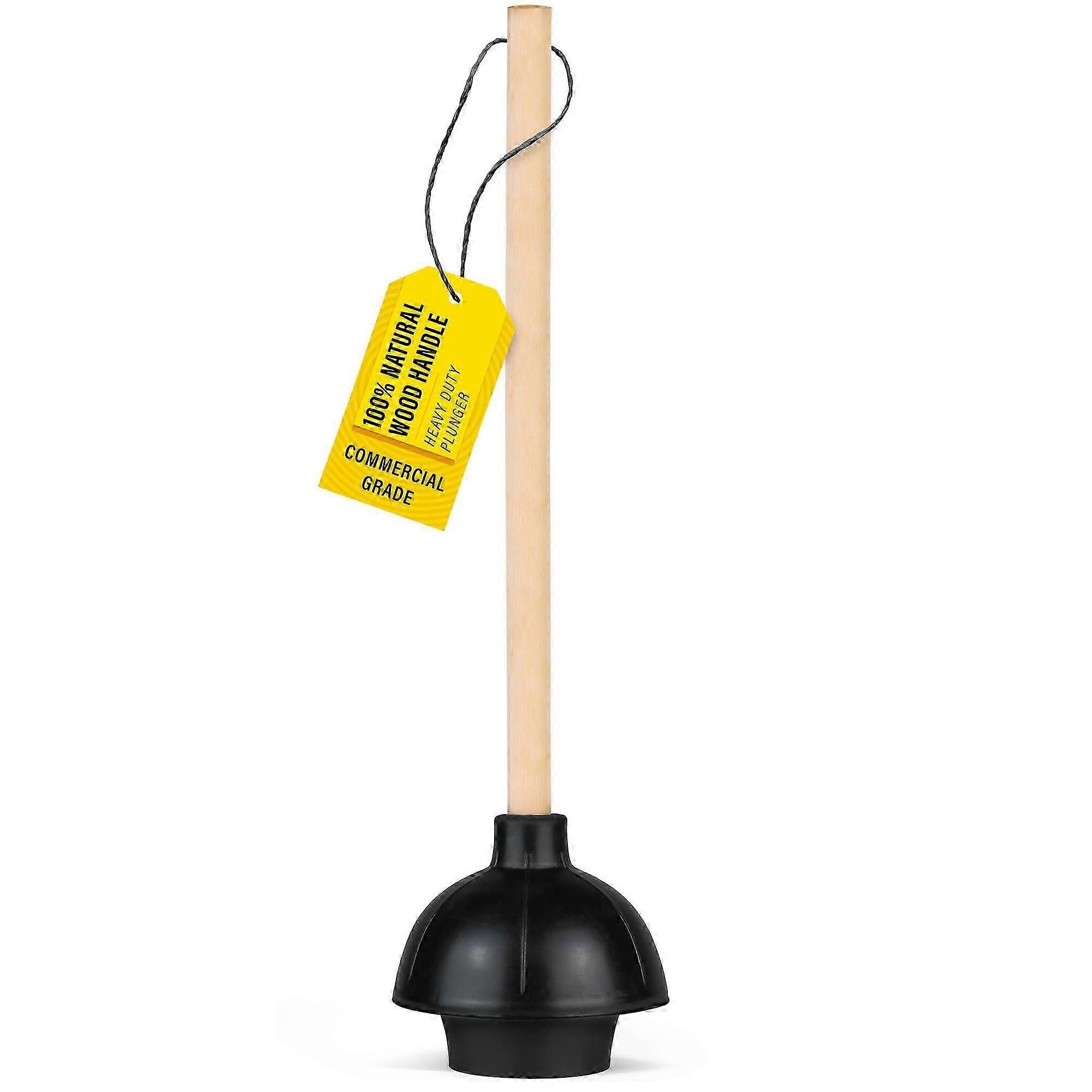 22-Inch Toilet Plunger with Wooden Handle and Double Thrust Rubber Cup for Effective Clog Removal Suitable for Various Brands