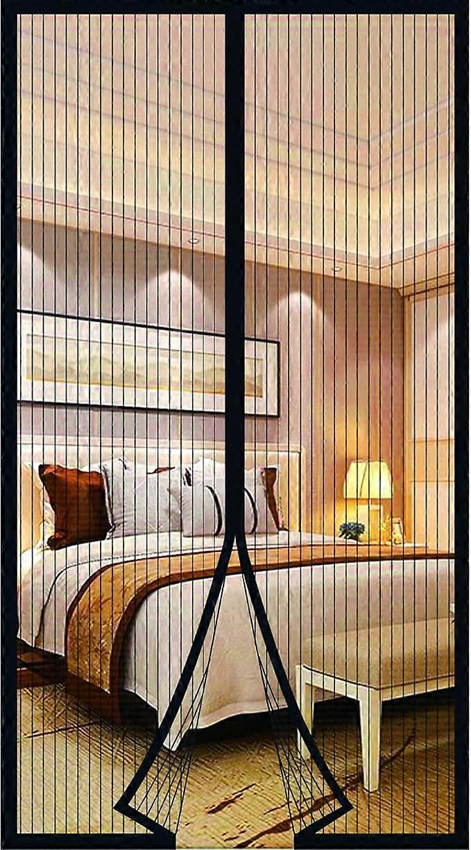 Mosquito net door and window magnetic suction door curtain insect-proof gauze mosquito net push-pull free punch 100×200cm black-11856