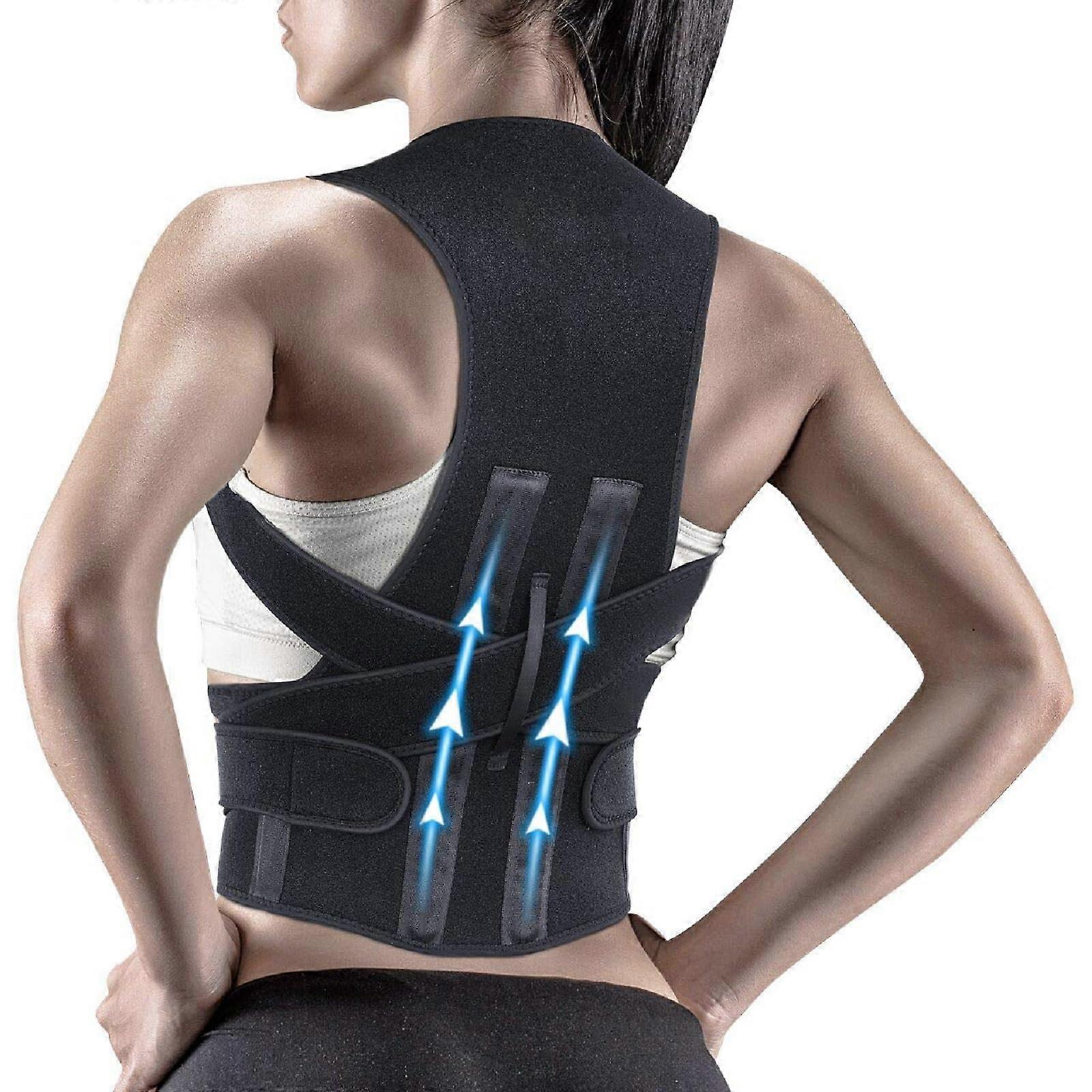 Back Straightener Posture Corrector for Men and Women, Adjustable Lumbar Support Black B02 for Upright and Confident Posture
