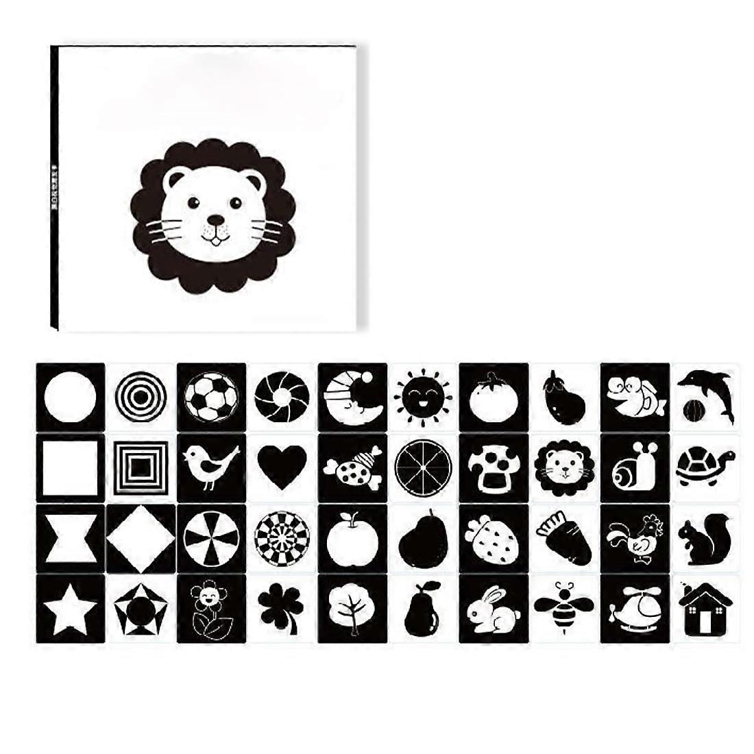 Black White High Contrast Flashcards Set, 20 Sheets Visual Stimulus Cards for Newborn Babies Gift, Black and White Design