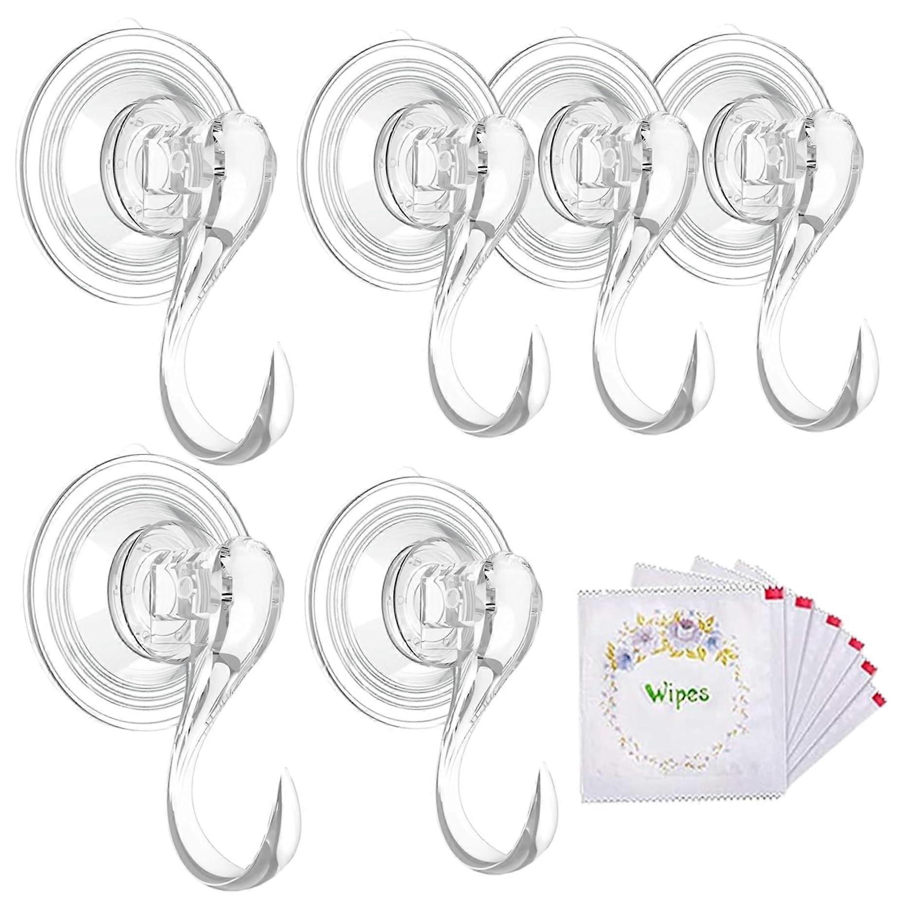 Pack of 6 Suction Cup Hooks for Hanging Removable Wreath Hanger for Tiles and Glass