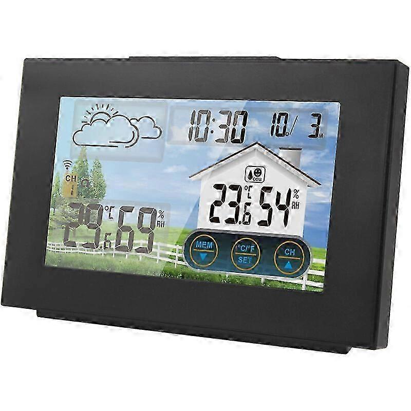 Winter promotion,Wireless Weather Station Forecaster Indoor Outdoor Thermometer Hygrometer With Alarm Sensor Color Touch Screen Clock Calendar