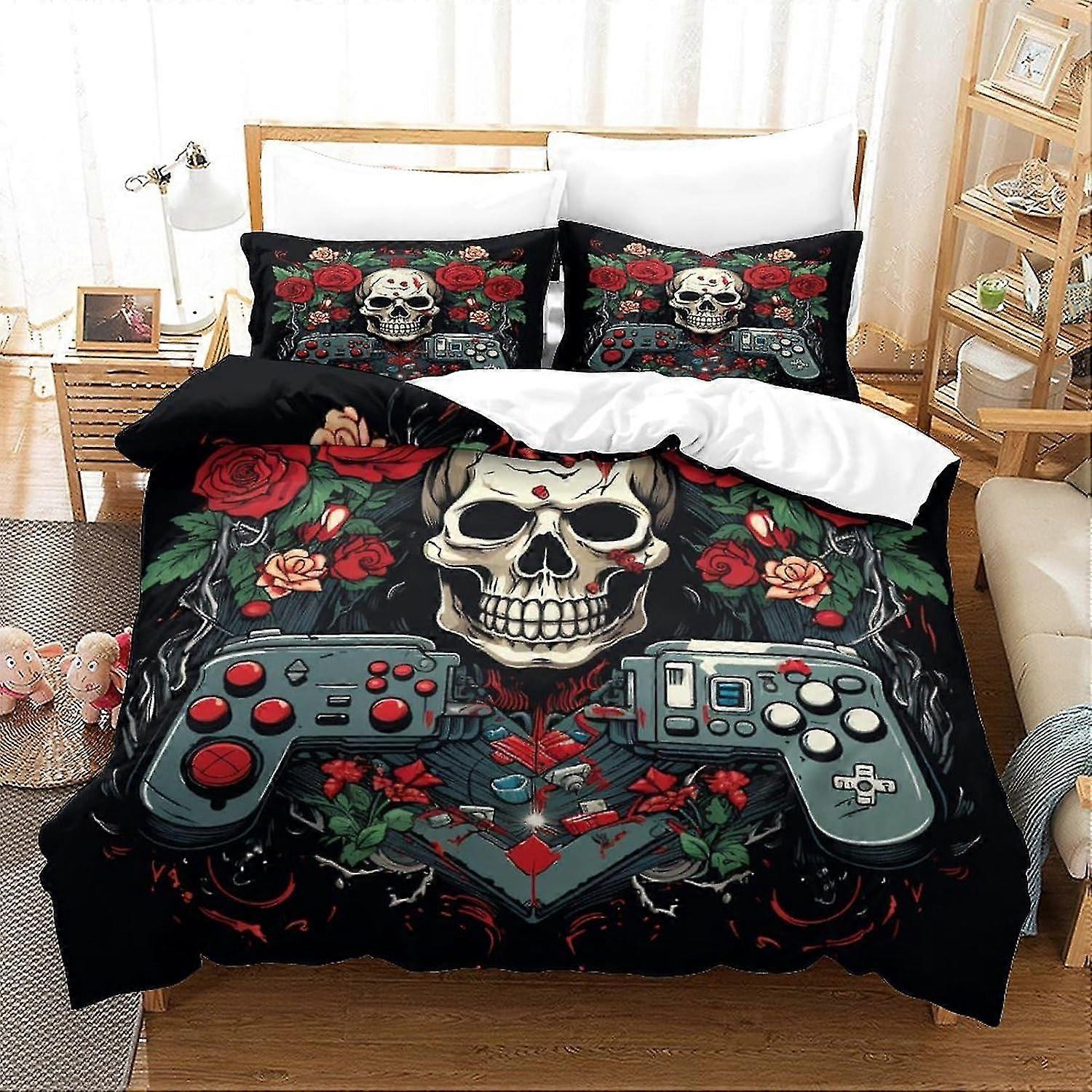 Human Skeleton Bedding Sets Duvet Cover Game Controller Bed Set Collection for Teens Without Comforter Sheet King