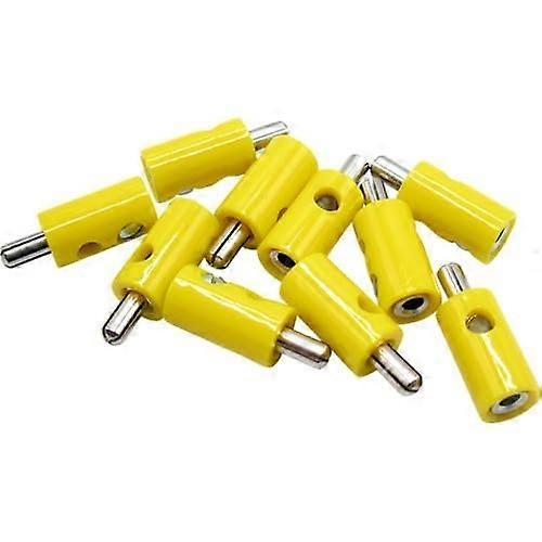 51392 Cross-Hole Plug Banana Plug 2.6mm Yellow for Audio Connections, Pack of 10, High-Quality Material