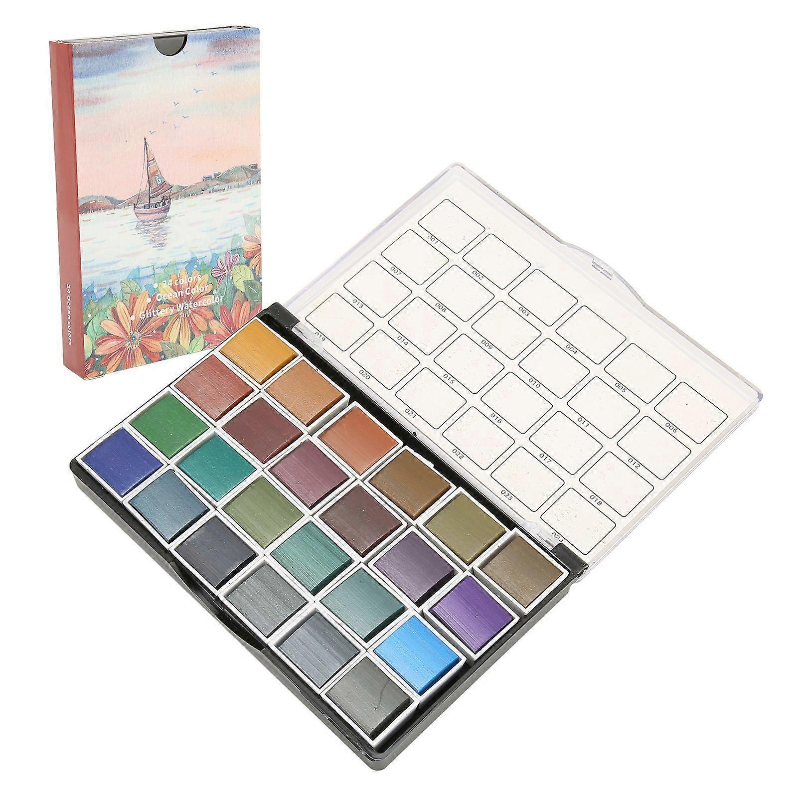 2025 Ultimo modello 24 colori Set di colori ad acquerello effetto perlescente retrò