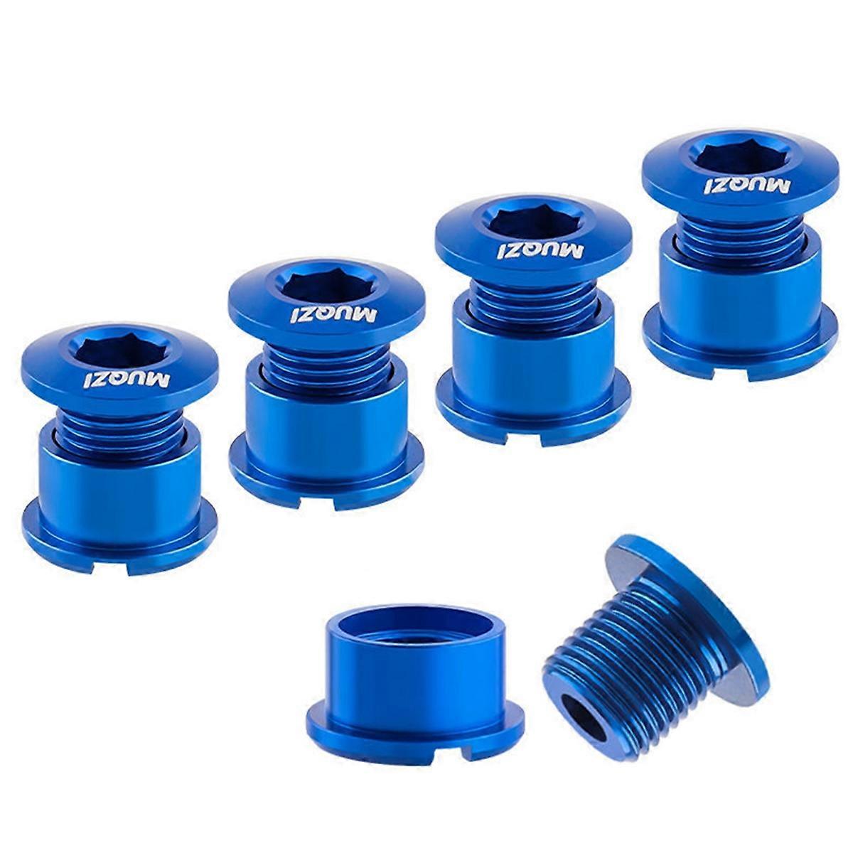 5Pcs Chainring Bolts Set 6.5mm Single Chainring Screws for Road and Mountain Bikes Blue
