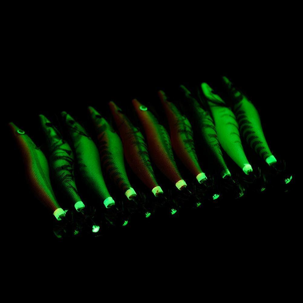 Luminous Wood Hook Shrimp Bait with Squid Jigs Cuttlefish Sleeve Jig Hooks Hard Artificial Lures