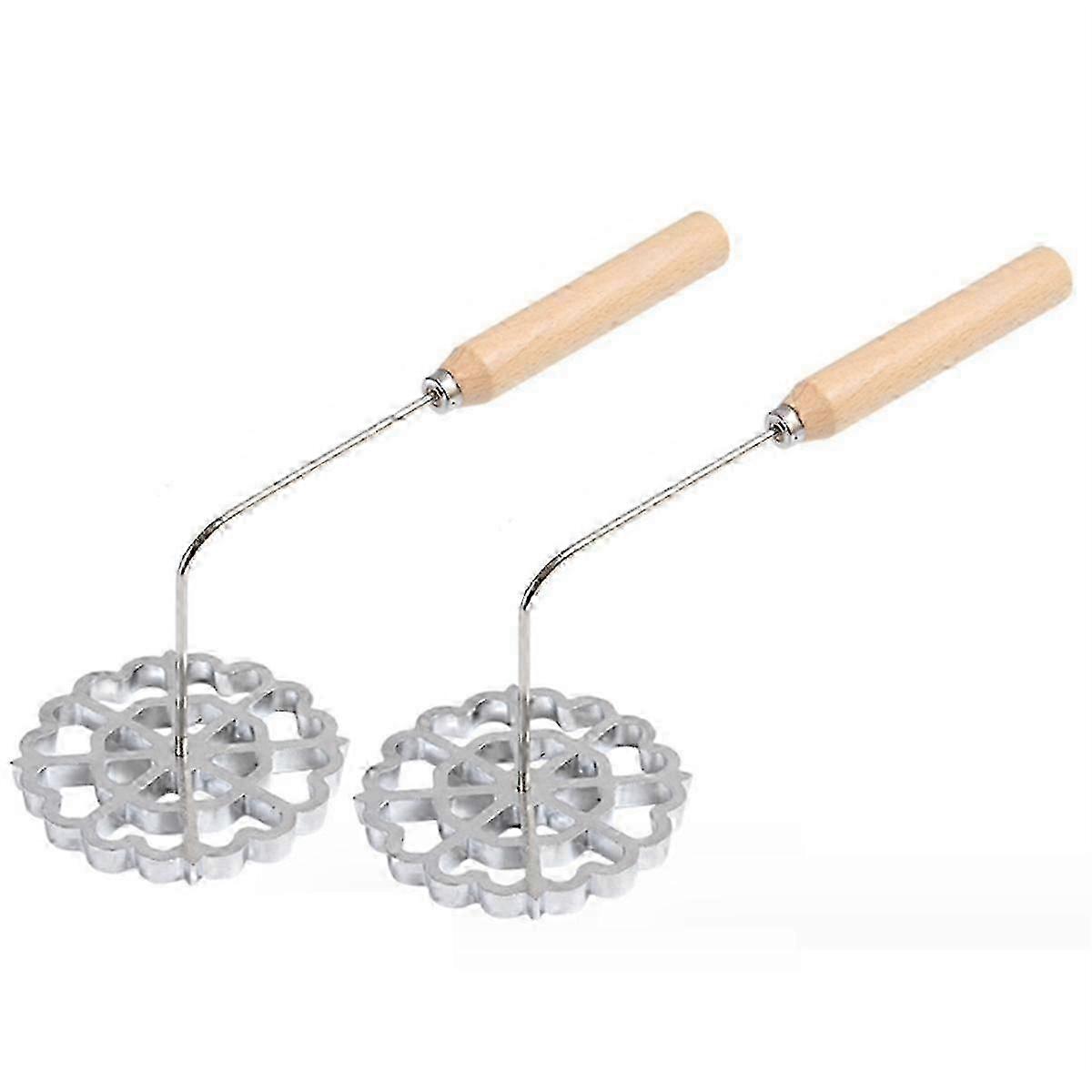 Authentic Bunuelos Mold with Wooden Handle - Aluminum Rosette Cookie Maker for Perfectly Crispy and js