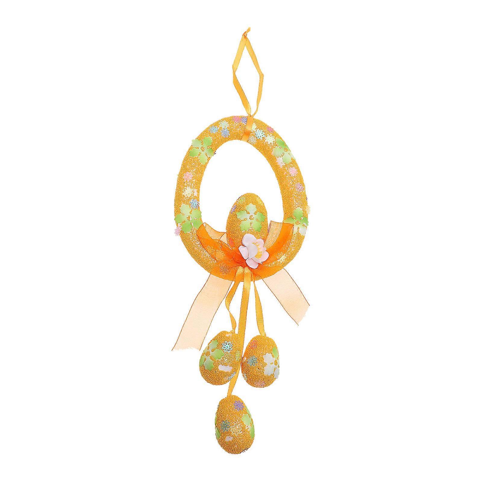 Spring Wreath Decorations Easter Egg Wreath Home Decoration Round Shape Polyester Festive Atmosphere 1Set