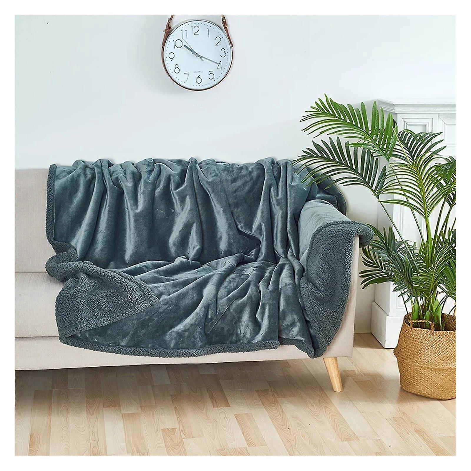 Wasserdichte Haustierdecke für Hund, Wendbare Sherpa-Fleece Hundedecke, Flüssigkeitsabweisender Sofabezug, Grau, XS (50x70cm)