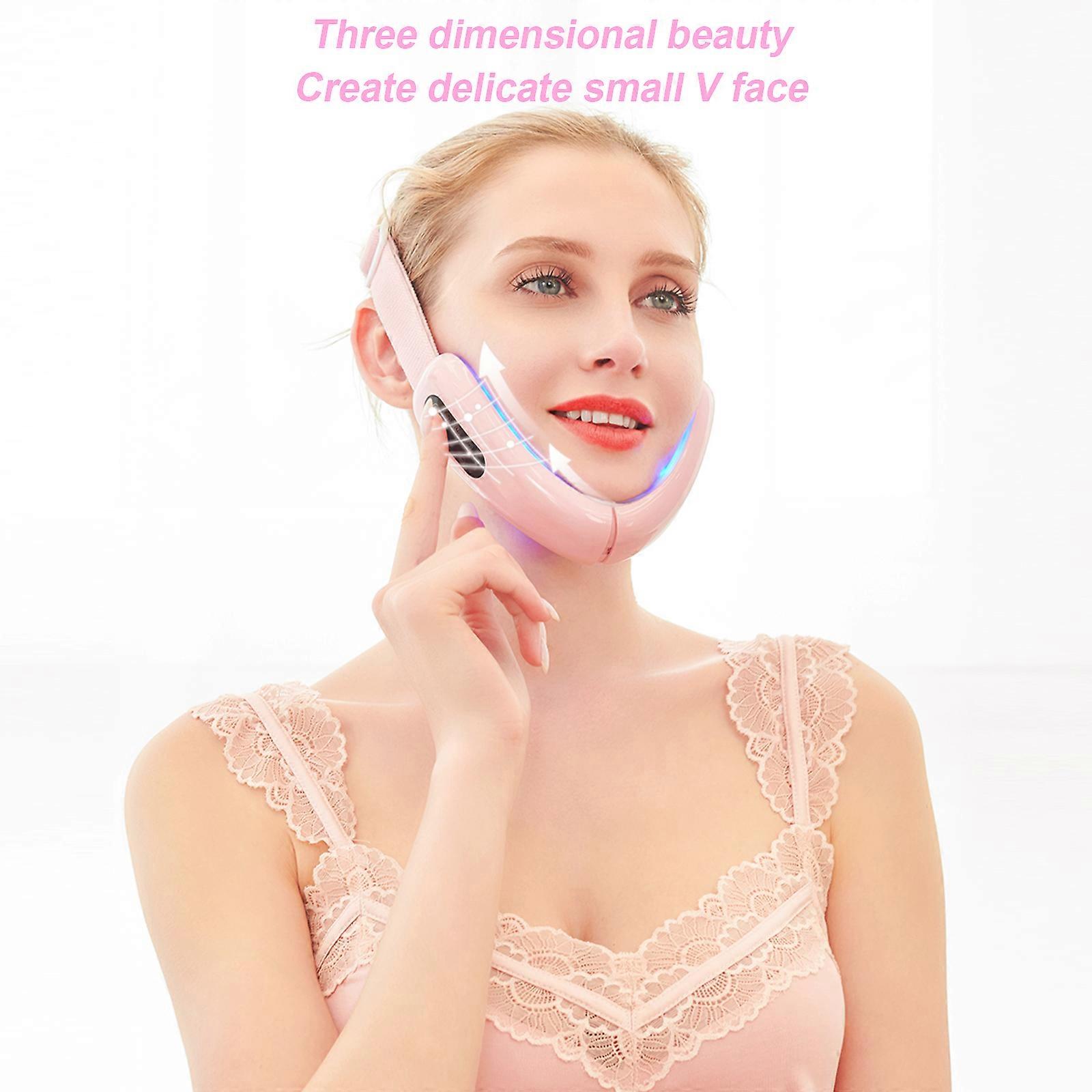 Electric V Face Machine Face Lifting Device Smart V-Face Shaping Massager Chin V-Line Up Lift Belt Red Blue LED Photon Therapy with Remote Control