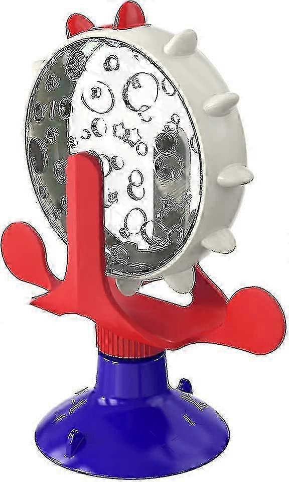 Interactive Cat Toy with Windmill, Treat Dispenser, and Strong Suction Feeder