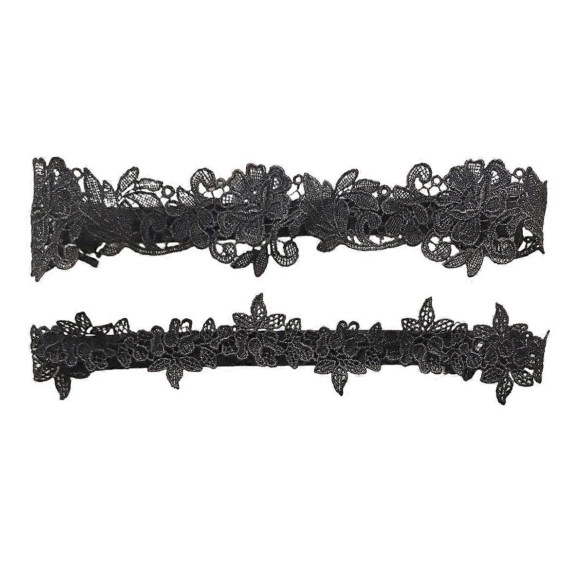 Dantel Çiçek Jartiyer Siyah Gelin Tarzı Düğün Aksesuarı Kadınlar için 40*5cm Dekoratif 1 Çift