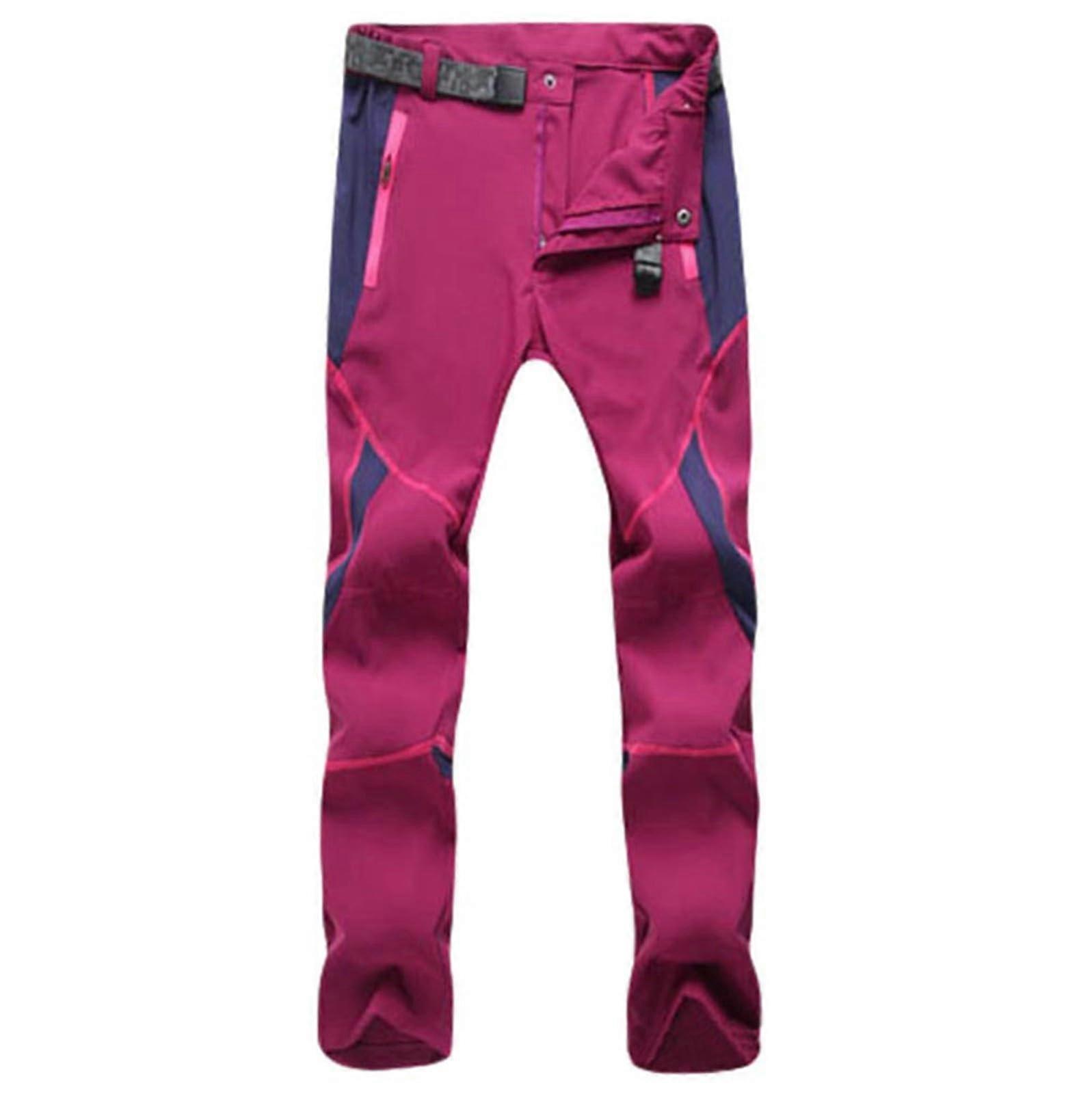 Men's Outdoor Waterproof Windproof Softshell Trousers QuickDrying, Breathable (Wine Red, Size M)