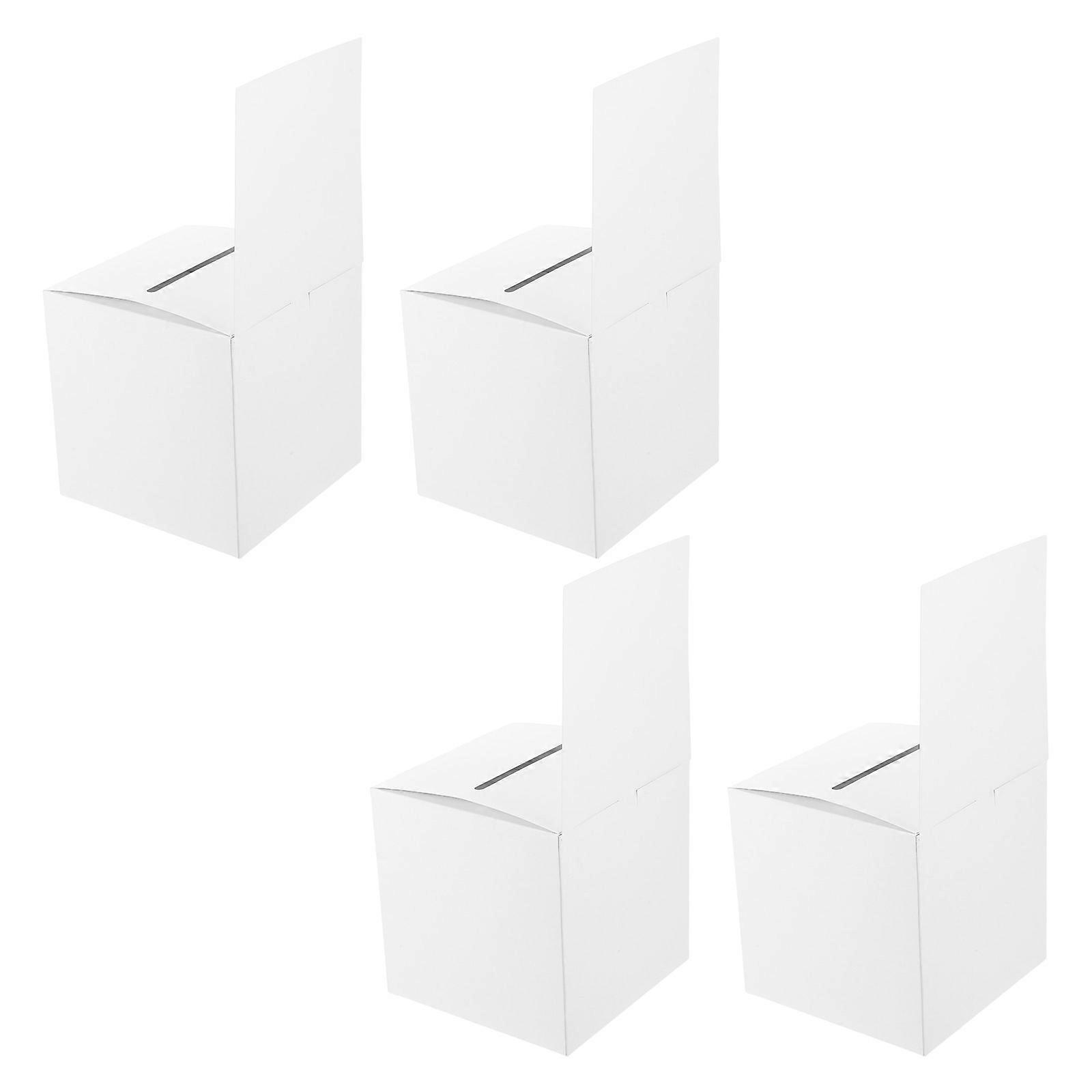 4pcs Paperboard Voting Box for Events, Meetings & Parties – Smooth Finish Raffle & Suggestion Box with Card Storage Function