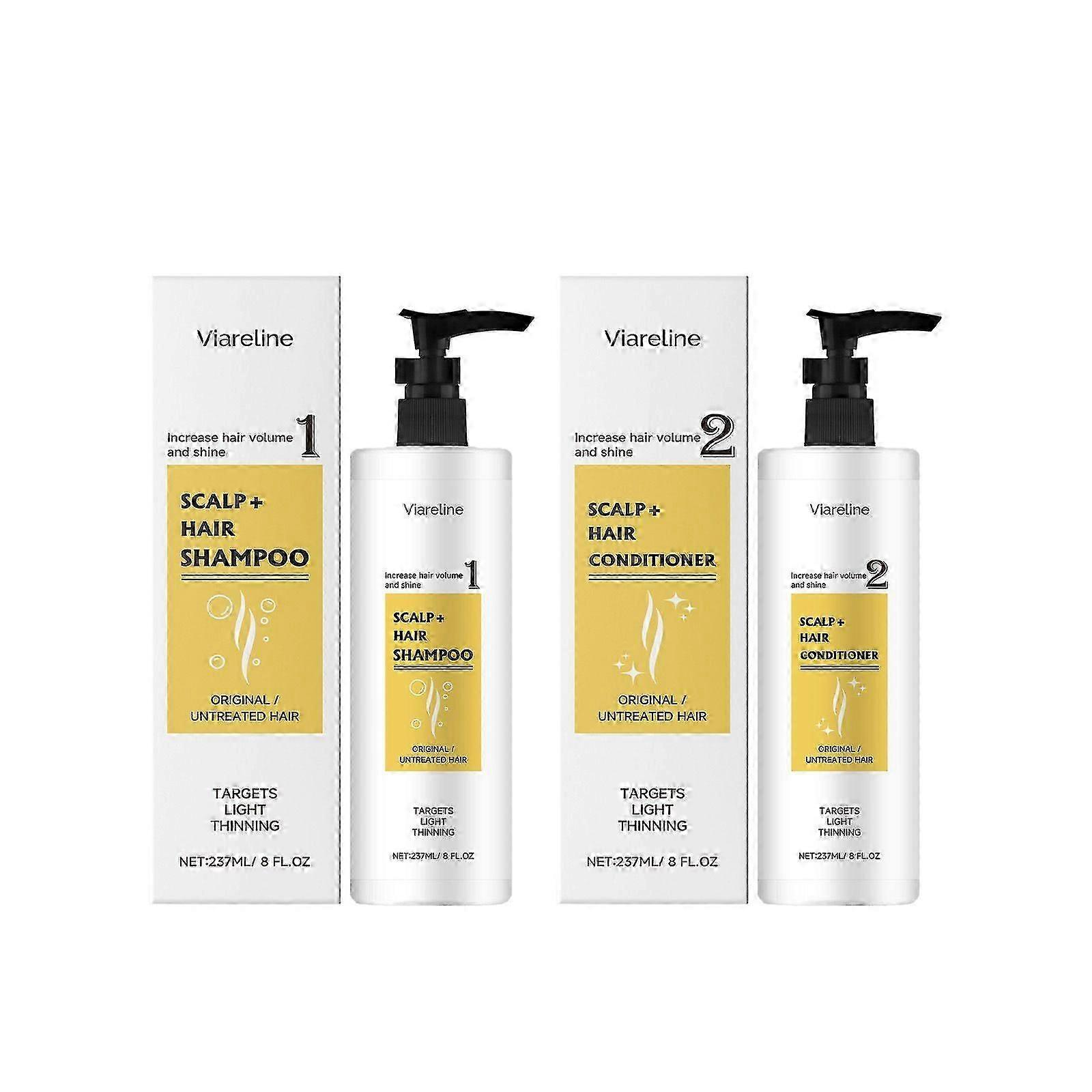 Kit de système d'épaississement du cuir chevelu et des cheveux pour cheveux naturels, colorés et abîmés avec une perte de cheveux légère à progressive, renforce et augmente la densité des cheveux, shampooing + con